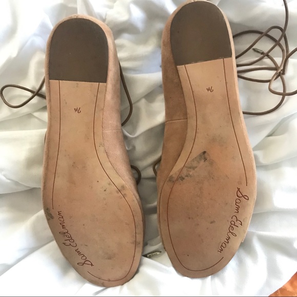 Sam Edelman Nude Suede Lace Up Peep Toe … - Picture 4 of 7